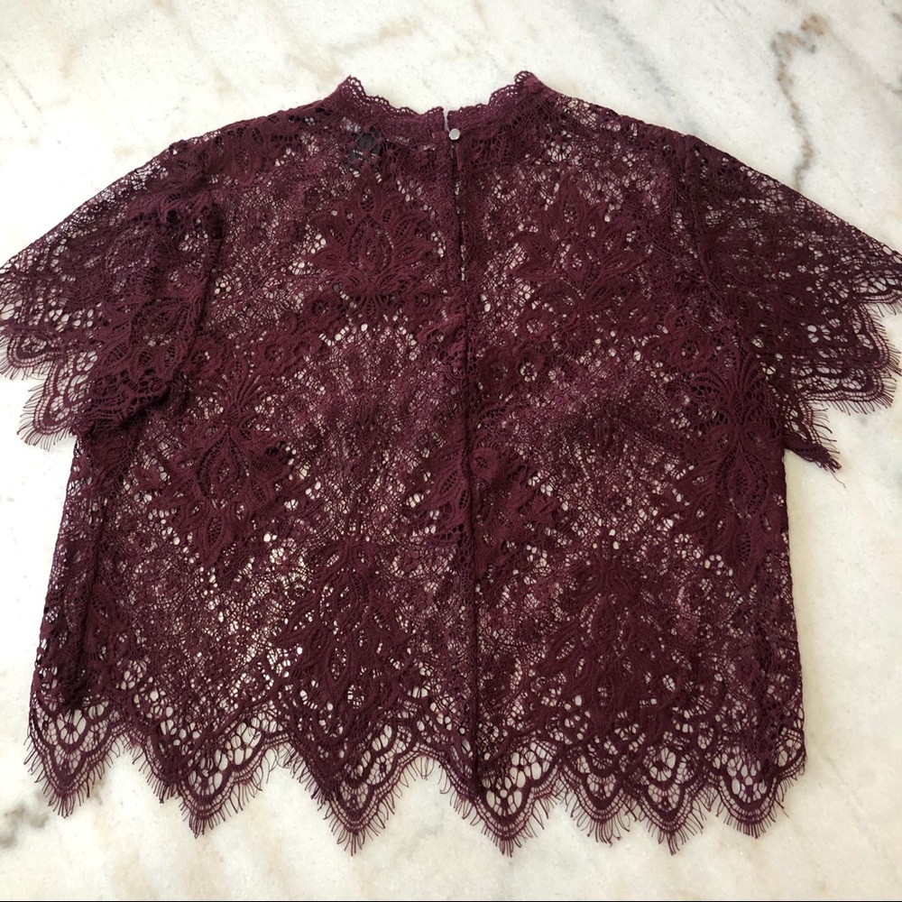 Lace Crop Shirt Maroon Colour Forever 21 - Picture 8 of 10